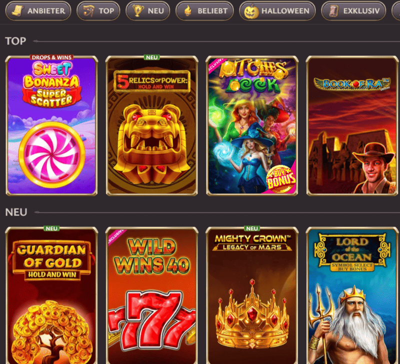 Spielauswahl mit Top-Slots und neuen Automaten im Vicibet Casino Deutschland 2025